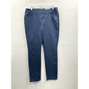 Liz Claiborne Women's Classic Pull On Pants Blue Size 10 Elastic Waist Pockets